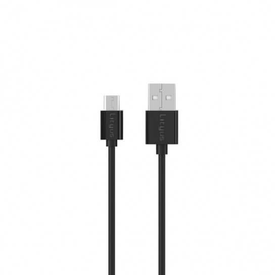 Lityus Wall Car Charger Single USB 2.4A Micro Cable Black