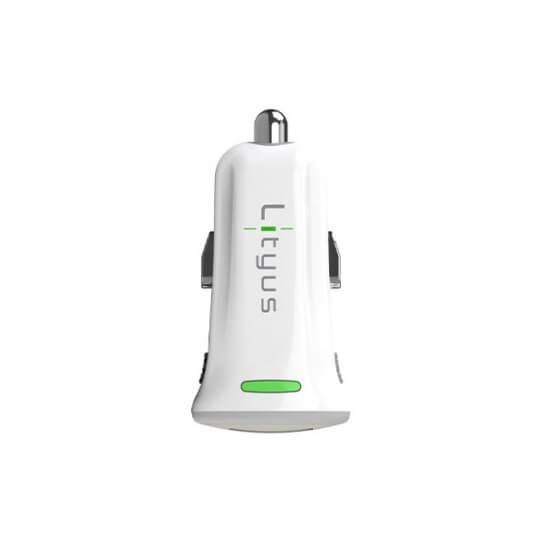 Lityus Wall Car Charger Single USB 2.4A Micro Cable White