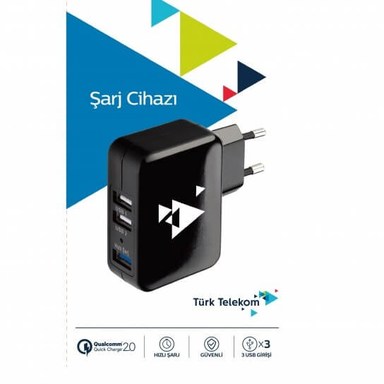 Turk Telekom Qualcomm Travel Wall Charger Black